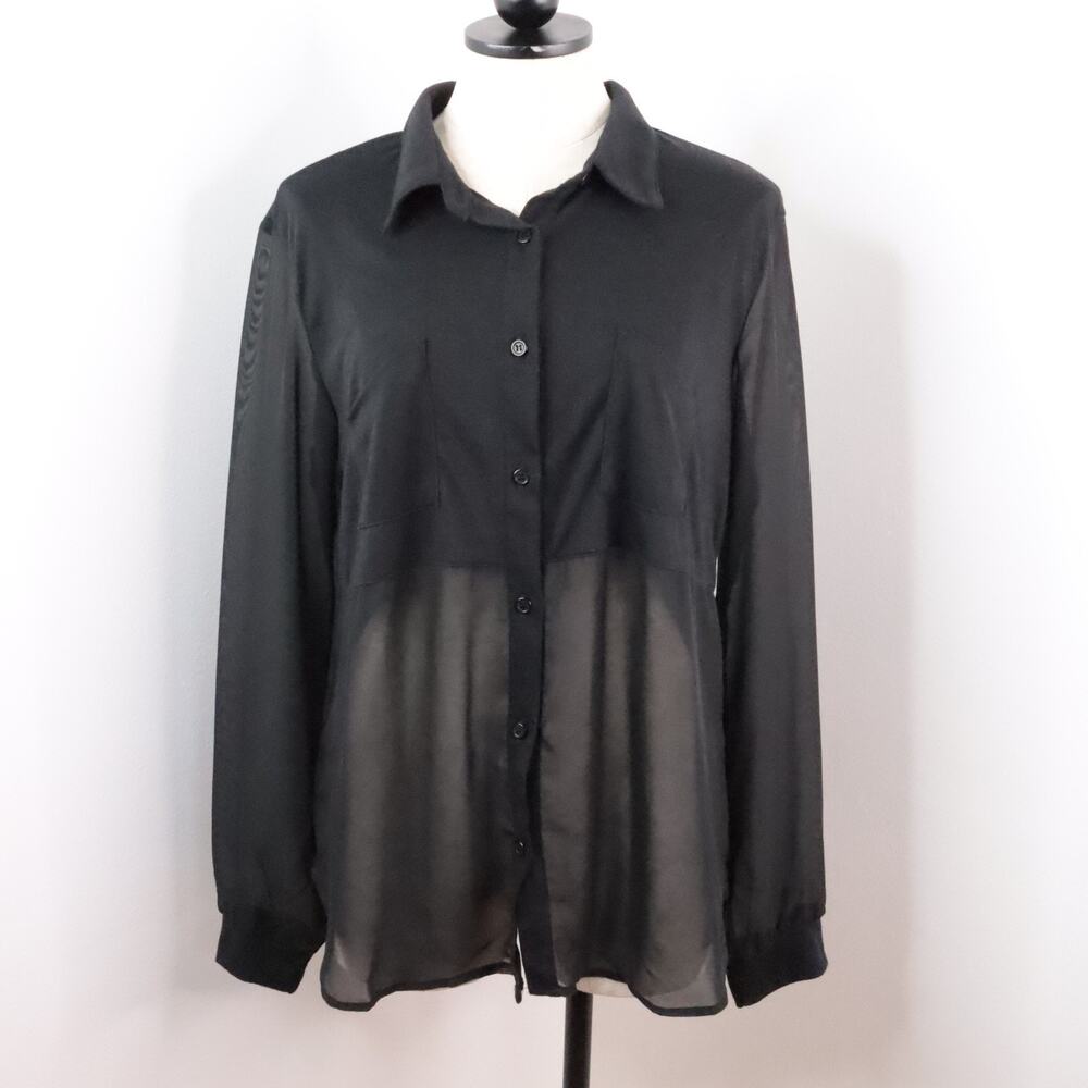 Tee by Big Star Women’s L Black Sheer Georgette Tunic NWT